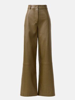 Rosetta Getty x RTR Green Faux Leather Wide Leg Pants